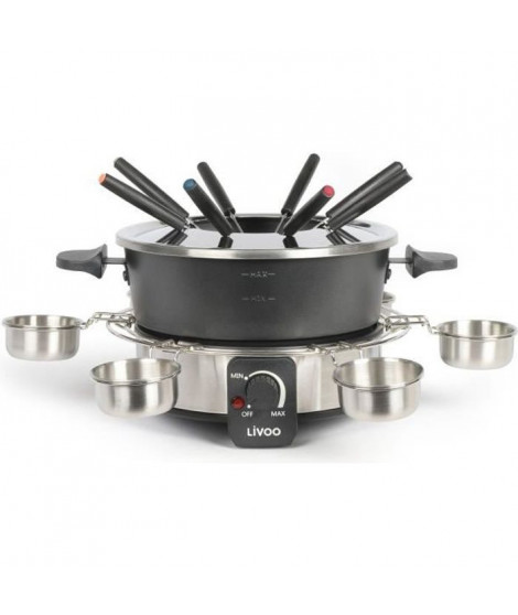 LIVOO DOC264 Appareil a fondue électrique 1000W - 1,8L - 8 fourchettes a fondue et collerette incluses - Thermostat ajustable…