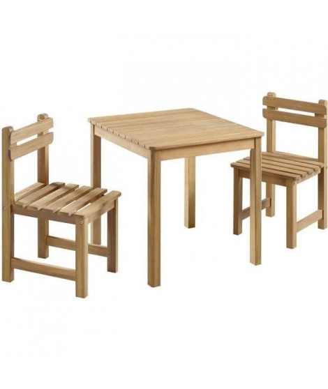 Ensemble repas de jardin pour enfant - table carrée 65x65cm et 2 chaises - En bois - Pour enfant