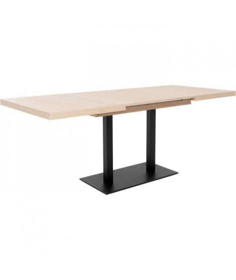 ORLANDO Table a manger a rallonge - Style industriel - Décor chene sonoma et noir - L 120-200 x P 80 x H 75 cm