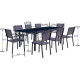 Ensemble repas de jardin 6 a 8 personnes Alu.- Table extensible 180/240x100cm + 6 chaises et 2 fauteuils et assise textilene …
