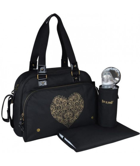 BABY ON BOARD Sac a langer Simply Premium + accessoires - Noir coeur doré