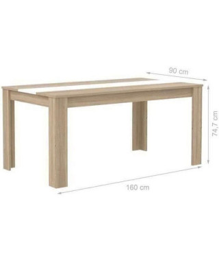 FINLANDEK Table a manger ELÄMÄ de 6 a 8 personnes style contemporain en bois aggloméré décor chene et blanc mat - L 160 x l 9…