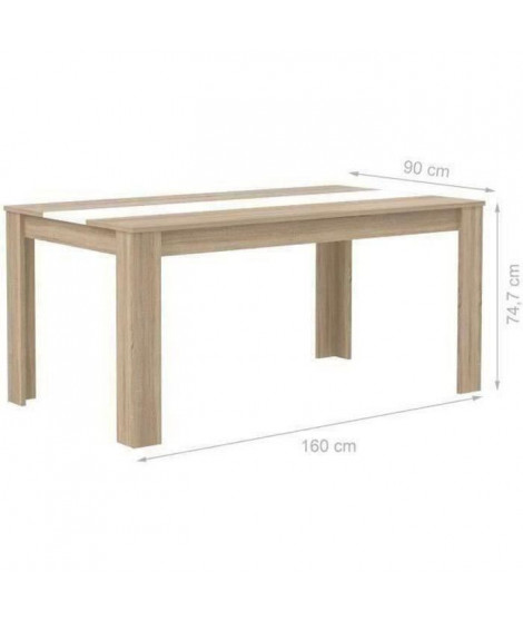 FINLANDEK Table a manger ELÄMÄ de 6 a 8 personnes style contemporain en bois aggloméré décor chene et blanc mat - L 160 x l 9…