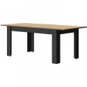 Table a manger rectangulaire + allonge - Décor chene et noir - L 200 x P 90 x H 77 cm - MANCHESTER
