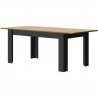 Table a manger rectangulaire + allonge - Décor chene et noir - L 200 x P 90 x H 77 cm - MANCHESTER