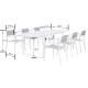 Salon de jardin 6 personnes - table extensible alu. avec plateau en verre 160/240 + 6 fauteuils assise textilene - Blanc