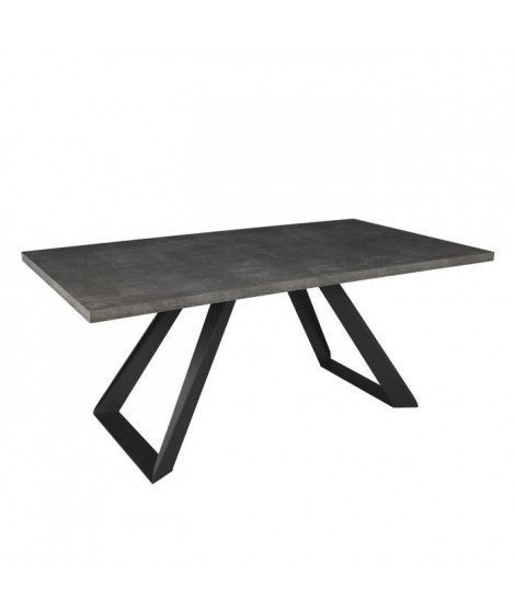Table a manger fixe AMY - Rectangulaire - en métal noir - 8 personnes - L 180 x P 100 x H 76 cm