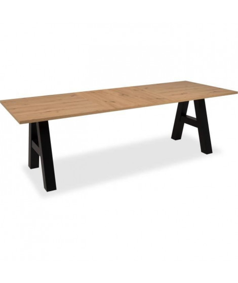 Table a manger GRANADA extensible - Style Industriel - 6/10 personnes - 2 rallonges 40 cm - L 157/197 x P 90 x H 75 cm - Chen…