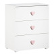 BABY PRICE New Basic Commode a langer 3 tiroirs - Boutons coeur rose