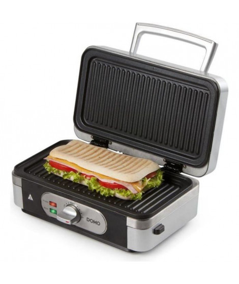 DOMO DO9136C Appareil a croque-monsieur et gaufres ? 1000W ? 3 jeux de plaques ? Inox et noir