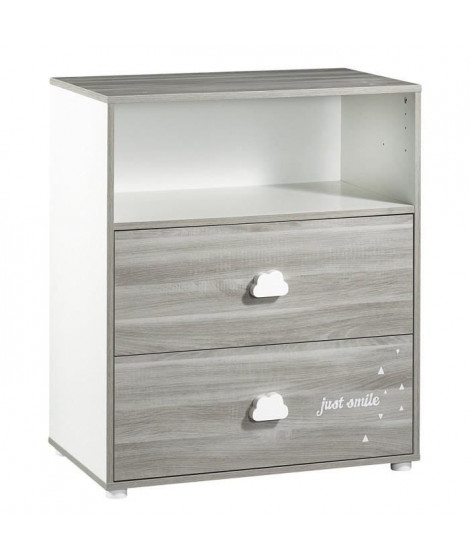 BABYPRICE  Commode a Langer Smile Chene Silex 2 Tiroirs