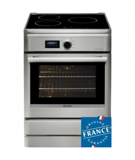 BRANDT BCI6658T-Cuisiniere table induction-3 zones-Four électrique-Pyrolyse-57 L-A-L 60 x H 85 cm-Silver