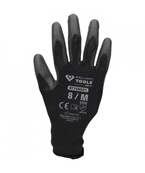 Gants en tricot microfin, noir, M - Brilliant Tools BT156931