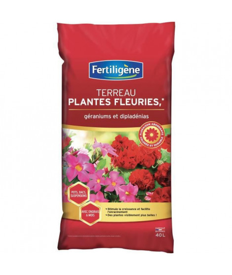FERTILIGENE Terreau Plantes Fleuries et Geraniums - 40 L