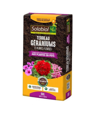 SOLABIOL TERGER50 Terreau Géraniums Et Plantes Fleuries - 50 L
