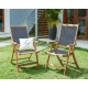Lot de 2 fauteuils de jardin pliants multi-positions en bois d'acacia FSC et textilene - 58,5 x 75,5 x 109 cm - Gris