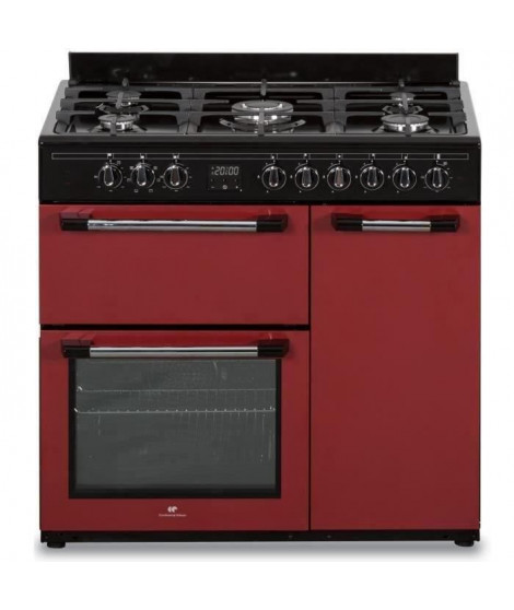 Cuisiniere piano gaz 3 fours électriques CONTINENTAL EDISON CECP903FBXD 5 feux - Bordeaux - Largeur 90 cm