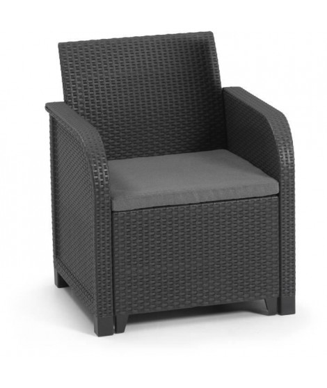 Fauteuil de jardin avec coussin - en résine - Allibert by KETER - SanRemo - Gris graphite