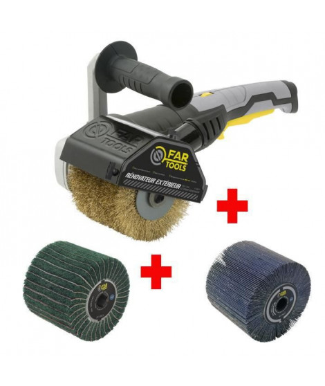 FARTOOLS PACK REX120C RENOVATEUR EXTERIEUR + BROSSE A LAMELLES ABRASIVES + BROSSE FIBRE SYNTHETIQUE ET LAMELLES ABRASIVES