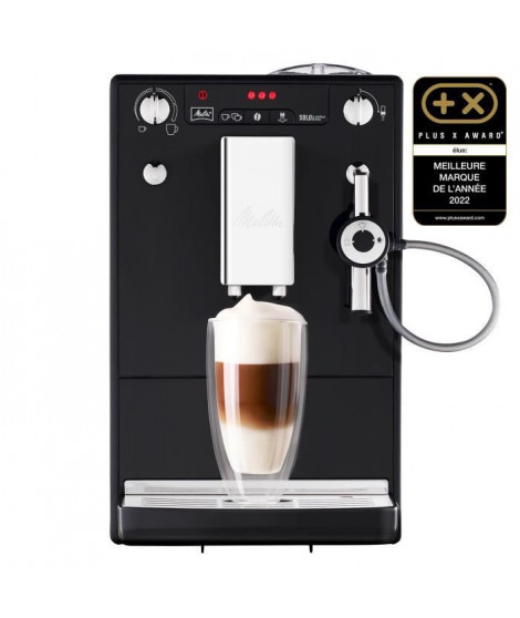 Melitta - Machine a Café a Grain Solo & Perfect Milk Noir - Machine Expresso Automatique Broyeur a Grains Auto Cappuccinatore