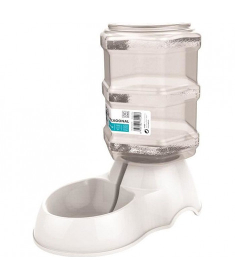 M-PETS Distributeur d'eau Hexagonal - 3500ml - Blanc - Pour chien