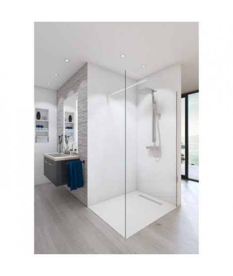 AURYS Paroi de douche en kit BALEARES CLAIRE - Verre Timeless 8 mm trempé by Saint-Gobain - L.90 cm x  H.198 cm