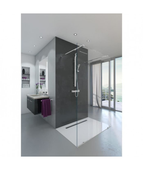 AURYS Paroi de douche en kit BALTIQUE CLAIRE - Verre Timeless 8 mm trempé by Saint-Gobain - L.140 cm x  H.198 cm