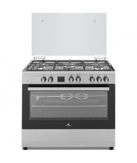 CONTINENTAL EDISON Cuisiniere piano four multifonctions catalyse 100L affichage digital L90 xH 85 cm  INOX