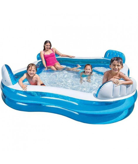 INTEX Piscine gonflable avec 4 sieges pour enfant et famille - 2,29x2,29x0,66m