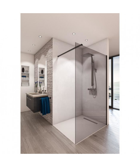 AURYS Paroi de douche en kit BALEARES  GREY - Verre Timeless 8 mm trempé by Saint-Gobain - L.90 cm x  H.198 cm