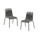 Lot de 2 chaises de jardin - Métal avec tissage simple en corde, empilable -Couleur : Epoxy noir - cordes grises