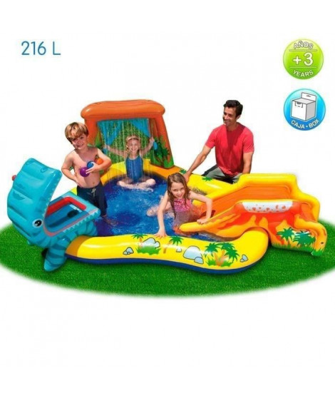 INTEX Piscine gonflable Enfant / Aire De Jeux aquatique Dinosaure 249 x 191 x 109 cm