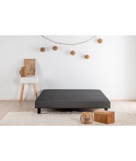 Sommier tapissier a lattes 140 x 190 - Bois massif gris anthracite + pieds - DEKO DREAM Rakenne