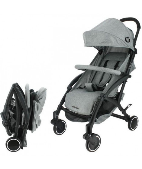 NANIA Poussette compacte Lili - 0-36 mois - Jusqu'a 15kg - Dossier inclinable - Roues pivotantes a suspensions - Gris