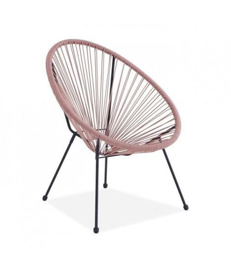 MANA Fauteuil design en forme d'oeuf - cordage en plastique rose pastel