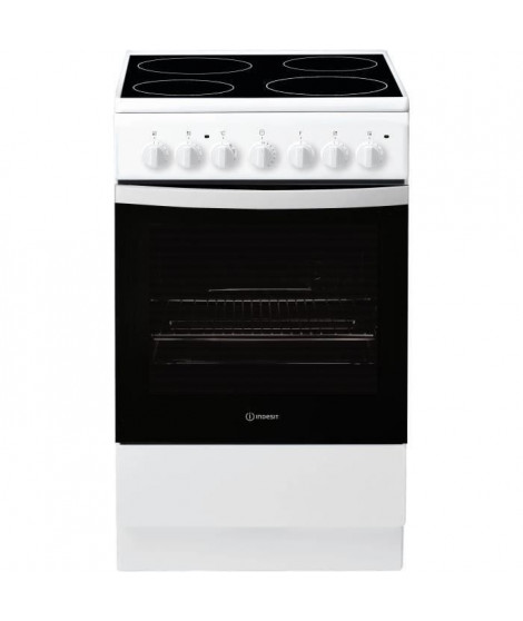 INDESIT IS5V4PHW/E - Cuisiniere, Blanc, Table Vitrocéramique, 50cm, 4 zones de cuisson, Manettes, Four CN, Hydrolyse, 61L