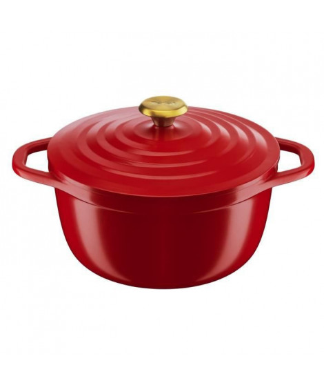 TEFAL E2544604 Air cocotte légere 24 cm fonte d'aluminium rouge, tous feux dont induction