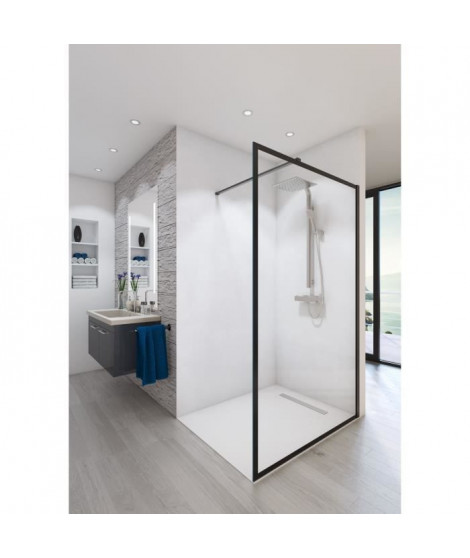 AURYS Paroi de douche en kit BALEARES  ATELIER N°4 - Verre Timeless 8 mm trempé by Saint-Gobain - L.100 cm x  H.198 cm