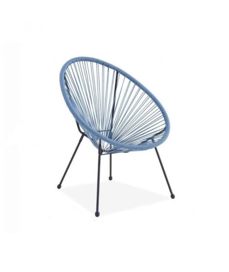 Fauteuil design en forme d'oeuf - MANA - Cordage bleu pastel