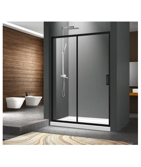 AURYS Pacifique claire 120 Paroi de douche - L120 x H194 cm - Profilé aluminium anodisé noir mat