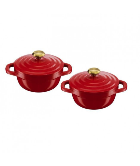 TEFAL E254S204 Air Set 2 mini-cocottes Rouge 11 cm, légeres en fonte d'aluminiumtous feux dont induction, revetement céramique