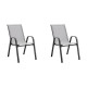 Lot de 2 fauteuils - Acier et textile - Hauteur du siege : 41 cm - Couleur gris