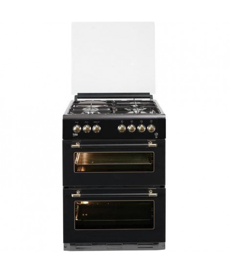 BEKO FDF63110DBR - Cuisiniere table mixte gaz / électrique - 4 zones - Double four électrique - 49 L - 38 L - A - L60 x H 85 cm