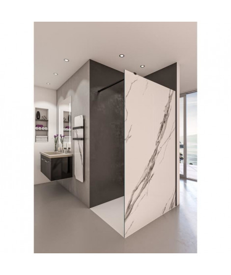 AURYS Paroi de douche en kit BALEARES  CALACATTA - Verre Timeless 8 mm trempé by Saint-Gobain - L.90 cm x  H.198 cm