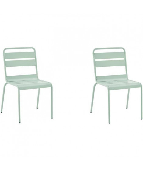 Lot de 2 chaises de jardin - Acier - Vert Céladon