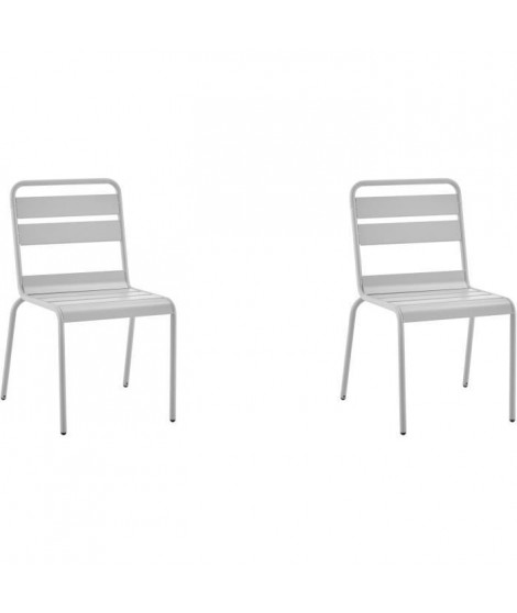 Lot de 2 chaises de jardin - Acier - Gris