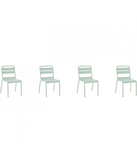 Lot de 4 chaises de jardin - Acier - Vert Céladon