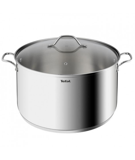 TEFAL B8647404 Marmite 32 cm inox, Tous feux dont induction, 12L, Poignées robustes, Couvercle verre, Intuition XL