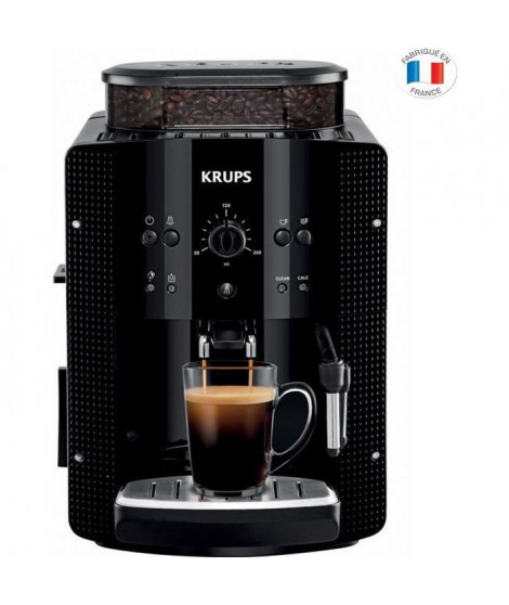 KRUPS YY8125FD Machine a café grain, Broyeur café grain, Cafetiere expresso, Cappuccino, Fabriqué en France, Essential, Noire