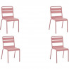 Lot de 4 chaises de jardin - Acier - Rose